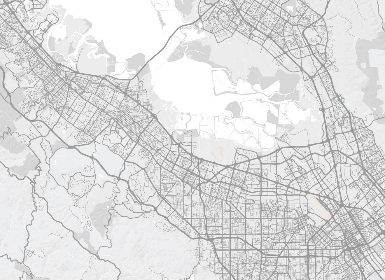 Mapa jižní části Sanfranciského zálivu